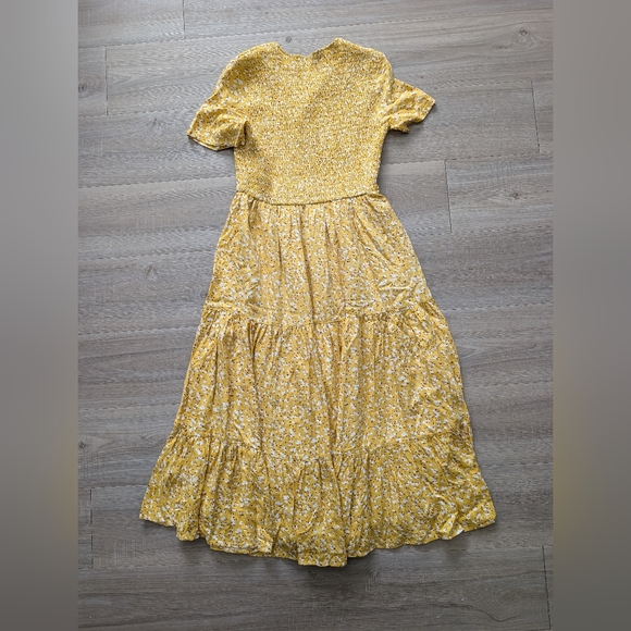 NWT JESSAKAE Yellow Floral Midi Dress - Picture 2 of 8